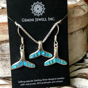 NEW Sterling silver and Opal Whale tale set